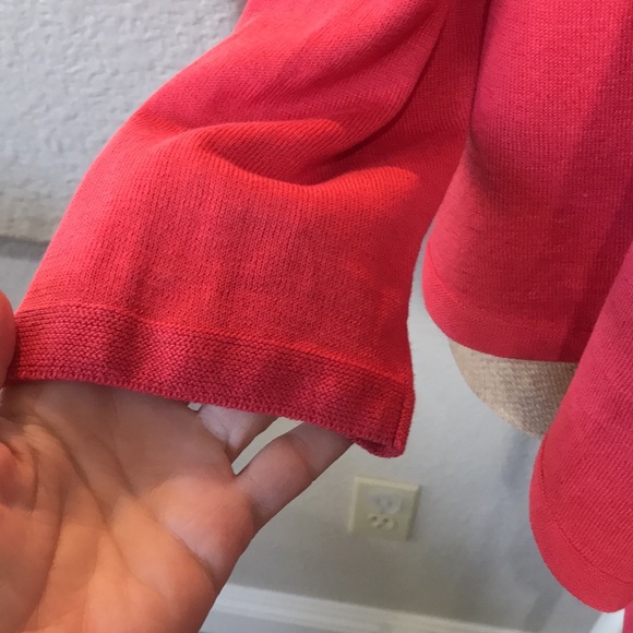 J. Jill Linen Blend Pink Raspberry Salmon Open Waterfall Cardigan Size 2X Casual - Picture 4 of 10